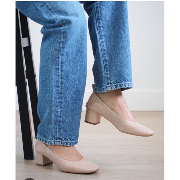 Everlane The Italian Leather Day Heel in Pale Pink sz 10 Women's Elastic Back - Picture 1 of 14